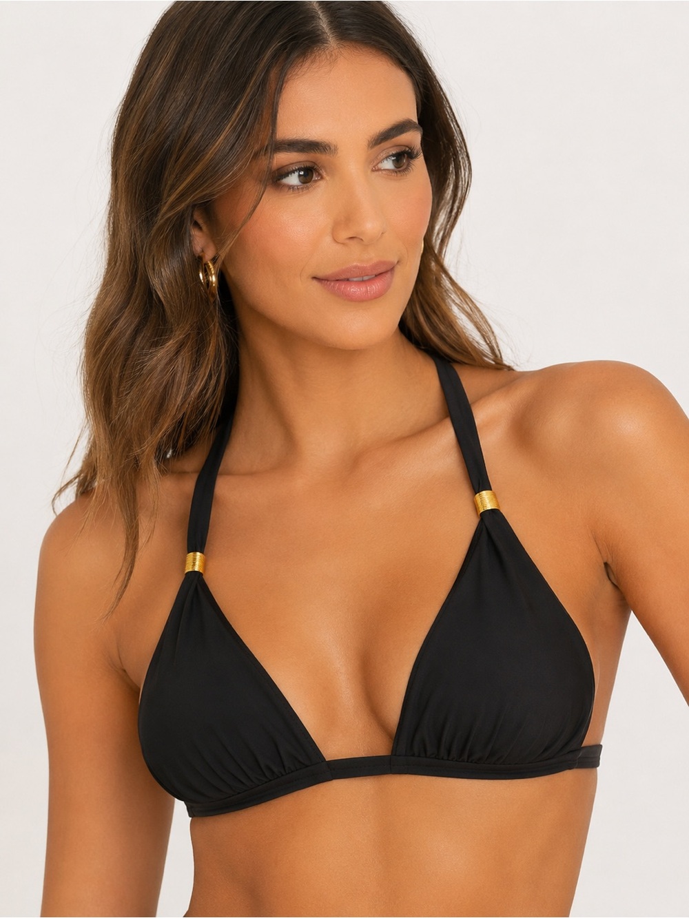 Yonique Black Triangle Bikini Top NWT